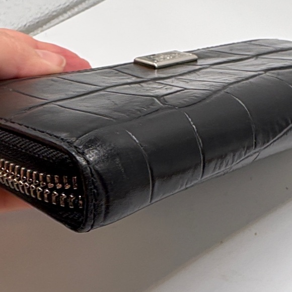 Coach Black Croc-Embossed Clutch